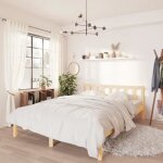 Cadre de lit 2 personnes cloris moderne & charme blanc bois de pin massif 140x190 cm