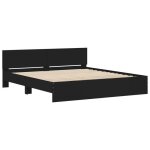 Cadre de lit 2 personnes - kalisse - 160x200 cm - noir - bois ding�nierie - contreplaqu� - sommier inclus ...