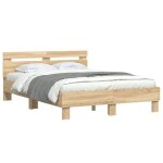 Cadre de lit 2 personnes - kalisse - ch�ne sonoma - 120x190 cm - 193x125x70 cm - sommier inclus - lattes ...