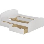 Cadre de lit adulte extra haut pin blanc 200x200 id�al pour les personnes �g�es tiroirs 60. 50 - 20wor ...