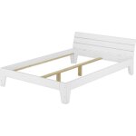 Cadre de lit double style contemporain pin massif blanc 140x200 sans sommier ni matelas 60. 54 - 14wor ... Cadre de lit double style contemporain pin massif blanc 140x200 sans sommier ni matelas 60. 54 - 14wor ...