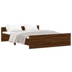 Cadre de lit - akozon - 160x200 cm - ch�ne marron - bois massif - design contemporain