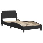 Cadre de lit - ashata - 90x190 cm - velours noir - design contemporain - 1 place