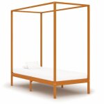 Neuf cadre de lit � baldaquin 90x200cm lit simple structure de lit 1 personne marron miel pin massif ...