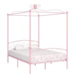 Vidaxl cadre de lit  baldaquin rose mtal 140 x 200 cm