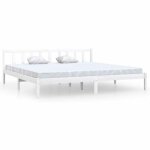 Cadre de lit en bois massif - jill - blanc - bois de pin - 2055x2055x695 cm - pour matelas 200x200 cm ...