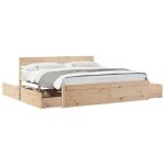 Cadre de lit - bois massif de pin - 180x200 cm - avec tiroirs Cadre de lit - bois massif de pin - 180x200 cm - avec tiroirs