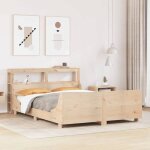 Cadre de lit en bois massif - vidaxl - 160x200 cm - bois de pin - sommier � lattes - �tag�res de rangement ...