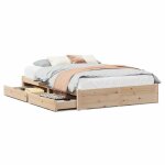 Cadre de lit en bois de pin - jill - 140x190 cm - bois de pin massif - sommier � lattes inclus