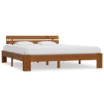 Cadre de lit en bois de pin massif - sib - marron miel - 160 x 200 cm - a lattes Cadre de lit en bois de pin massif - sib - marron miel - 160 x 200 cm - a lattes