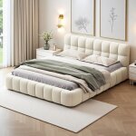 Cadre de lit bubble 140x190 lit rembourr� avec sommier � lattes lits double �l�gant lit adulte lit capitonne ...