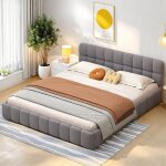 Cadre de lit bubble 140x190 lit rembourr� avec sommier � lattes lits double �l�gant lit adulte lit capitonne ...