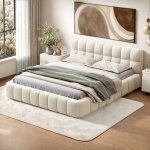 Cadre de lit bubble 140x200 lit rembourr� avec sommier � lattes lits double �l�gant lit adulte lit capitonne ...