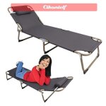 Cadre de lit de camp pliant en alliage l�ger avec oreiller - confortable r�glable et imperm�able