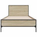 Cadre de lit ch�ne sonoma - wiens - 90x190 cm - bois ding�nierie - pieds en m�tal - lattes de contreplaqu� ...