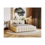 Cadre de lit avec coffre carly en velours - beige - dimensions du couchage : 160 x 200 cm