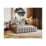 Cadre de lit avec coffre carly en velours - gris clair - dimensions du couchage : 140 x 200 cm