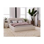 Cadre de lit avec coffre liana en tissu bouclette - blanc - dimensions du couchage : 160 x 200 cm