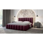 Cadre de lit avec coffre neo en velours - violet - dimensions du couchage : 140 x 200 cm