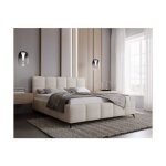 Cadre de lit avec coffre niko en tissu bouclette - blanc - dimensions du couchage : 160 x 200 cm