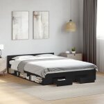 Cadre de lit - cuque - 120x190 cm - bois dingnierie - noir - avec tiroirs