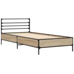 Cadre de lit - cuque - 90x190 cm - chêne sonoma - bois dingénierie et métal - 100 kg max Cadre de lit - cuque - 90x190 cm - chêne sonoma - bois dingénierie et métal - 100 kg max