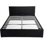 Cadre de lit edgar avec sommier relevable  lattes - noir - 140 cm - simili
