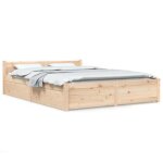 Cadre de lit - garosa - 140x190 cm - bois de pin massif - avec tiroirs - 2 places Cadre de lit - garosa - 140x190 cm - bois de pin massif - avec tiroirs - 2 places