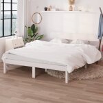 Cadre de lit - garosa - blanc bois de pin massif - 140x190 cm - sommier à lattes Cadre de lit - garosa - blanc bois de pin massif - 140x190 cm - sommier à lattes