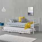 Cadre de lit gigogne en mtal - en. casa - 90x200cm - a lattes - blanc mat
