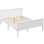 Cadre de lit - homcom - 140 x 200 cm - simple - sommier � lattes t�te et pied inclus - assemblage facile ...