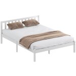 Cadre de lit - homcom - 140x190 cm - lit simple avec t�te de lit sommier � lattes - pour enfants adultes ...