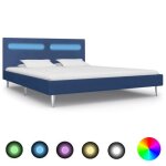 Cadre de lit avec led bleu kmiss - 180 x 200 cm - bois et fer - tte de lit en mdf et tissu