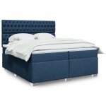 Cadre de lit avec matelas - maison exclusive - 200x200 cm - tissu bleu - ressorts ensach�s