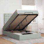 Cadre de lit avec matelas - maison exclusive - velours gris clair - coffre ottoman - matelas 120x190