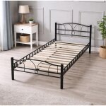 Cadre de lit metal 90x190 - king of dreams - noir - confort optimal - solidit� renforc�e - design moderne ...