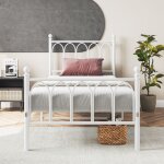 Cadre de lit en m�tal 90x200cm avec t�te et pied vintage soutien � la lame en acier r�sistante m�moire ...