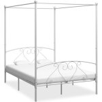 Cadre de lit en mtal blanc avec baldaquin 140 x 200 cm - kimiss - classique - a lattes - 209 x 1475 ...