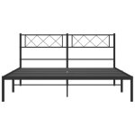 Cadre de lit m�tal avec t�te de lit - meublechic - 140x190 cm - noir - acier robuste - espace de rangement ...