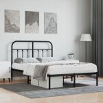 Cadre de lit mtal avec tte de lit noir 120x190 cm betteve 9014254715598