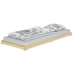 Cadre de lit en pin laqué très bas - erst - holz - surface 90x190 cm - blanc - contemporain Cadre de lit en pin laqué très bas - erst - holz - surface 90x190 cm - blanc - contemporain