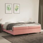 Cadre de lit � ressorts velours - happiness - 200x200 cm - rose - velours doux - construction robuste ...