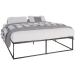 Cadre de lit scala sommier  lattes en mtal capacit de charge 320 kg noir - 200x180x46 cm