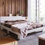 Cadre de lit avec sommier � lattes lit double 140x200 cm en bois massif de pin avec t�te de lit blanc ...