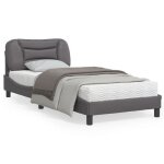 Cadre de lit avec tête de lit - abi - gris - 90x190 cm - similicuir - vintage Cadre de lit avec tête de lit - abi - gris - 90x190 cm - similicuir - vintage