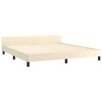 Cadre de lit avec t�te de lit - wiens - 180x200 cm - cr�me - similicuir - 207x186x50 cm - style scandinave ...