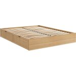 Cadre de lit  tiroirs amana cannage rotin 140x190 sommier inclus - bois