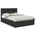 Cadre de lit avec tiroir - vidaxl - 140x190 cm - noir - bois ding�nierie - design moderne - rangement ...