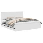 Cadre de lit avec tiroir - vidaxl - blanc - 180x200 cm - bois ing�nierie - tiroirs int�gr�s - design ...