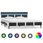 Cadre de lit - vidaxl - 160 x 200 cm - similicuir gris - led - 2 places